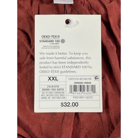 Knox Rose Shirt Women XXL 2XL Burnt Orange Long Sleeve Peasant Blouse V-Neck NWT - Picture 3 of 8